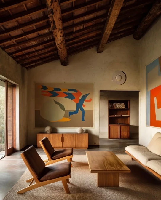 Pairing Bold Art With Raw Timber
