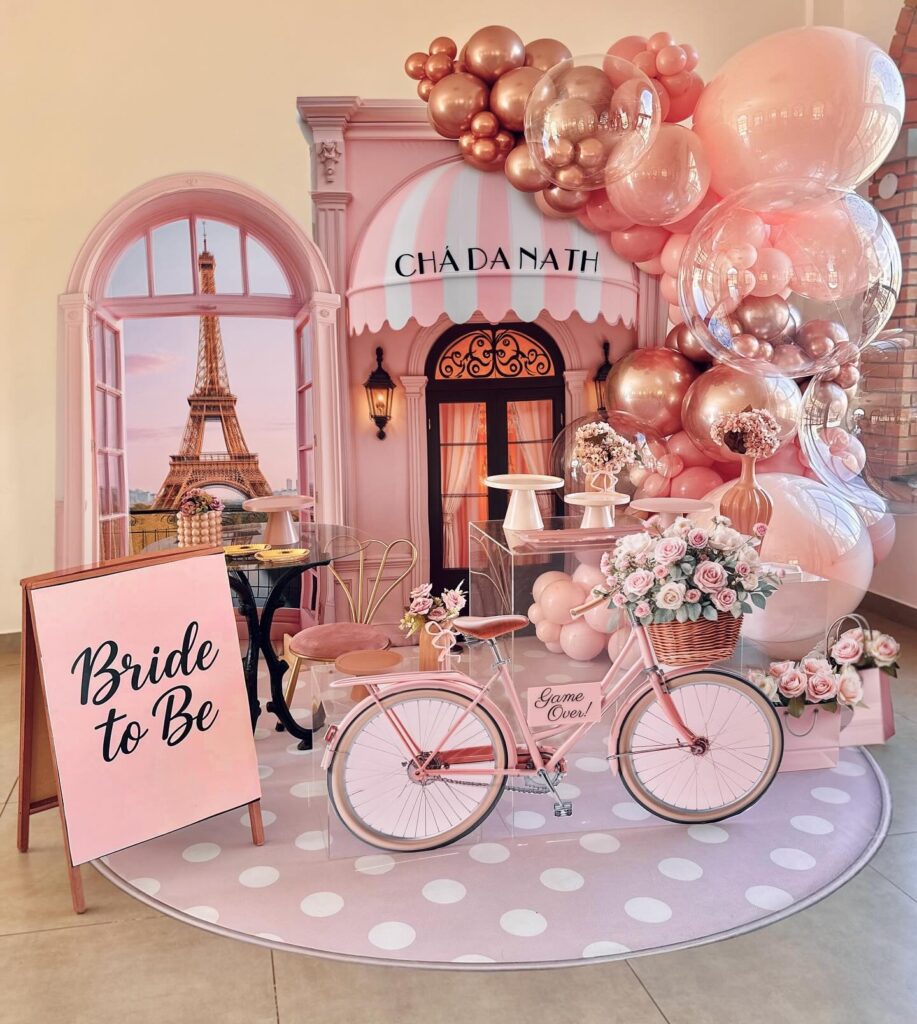 Parisian Bridal Shower Backdrop Setup