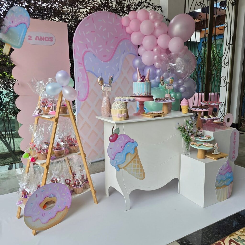 Pastel Ice Cream Themed Dessert Table Setup