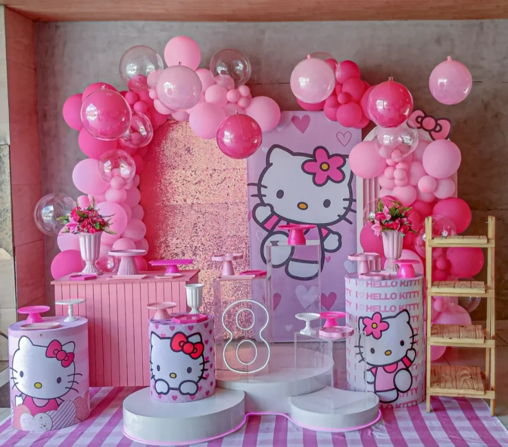 Pink Glitter Birthday Party Setup