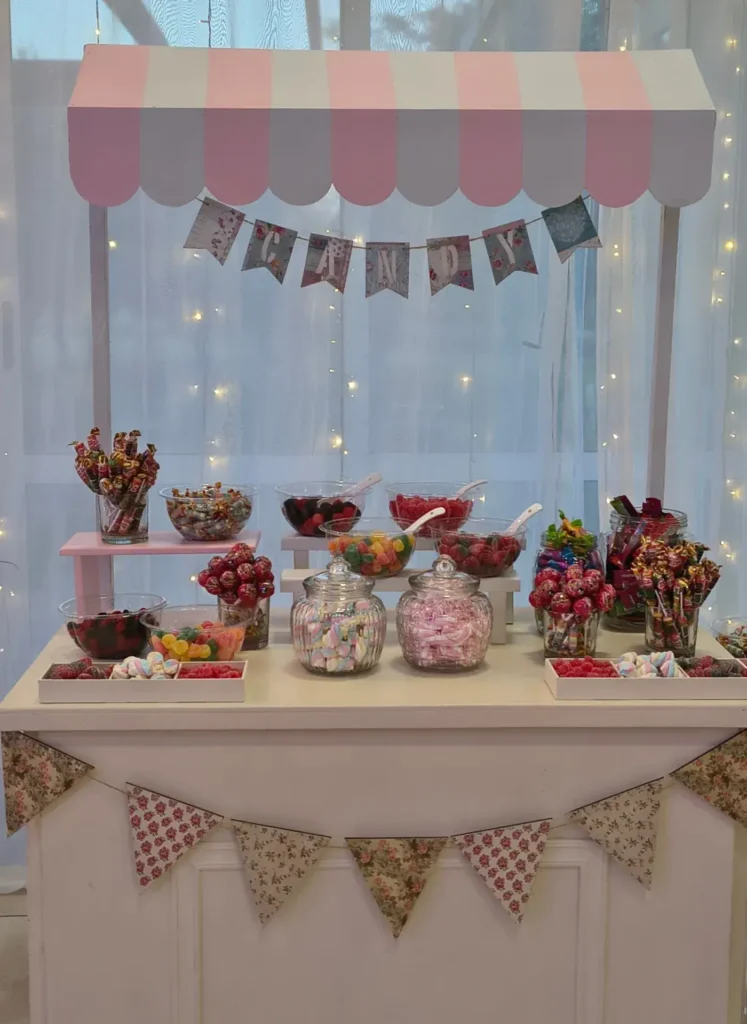 Pink Striped Candy Buffet Station 