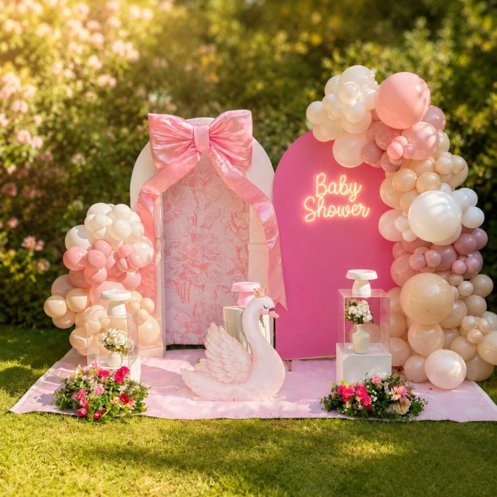 Pink Swan Neon Baby Shower