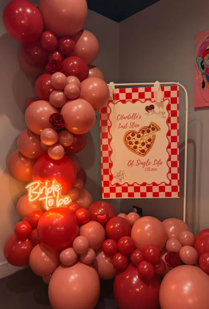 Pizza Bachelorette Balloon Setup