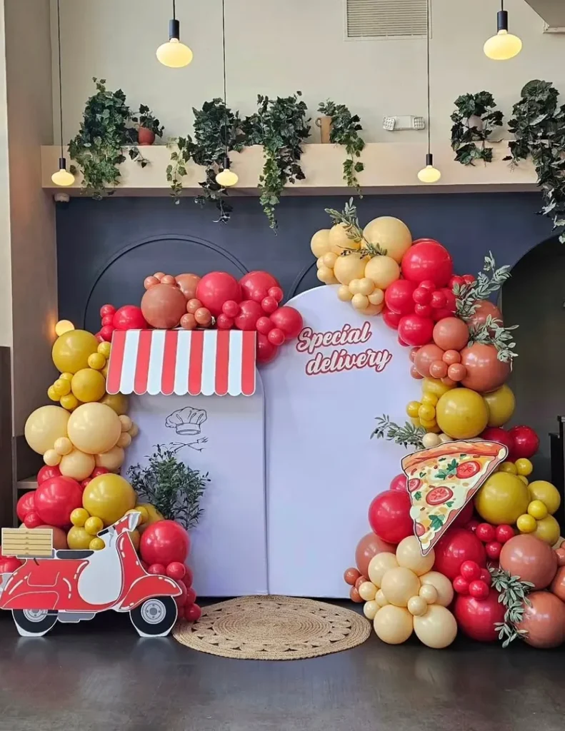 Pizza Balloon Arch Backdrop