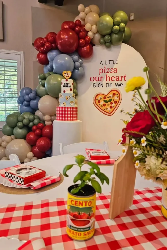 Pizza-Themed Baby Shower Setup