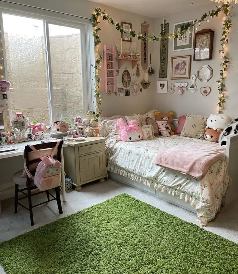 Playful Gallery Wall and Soft Green Textures