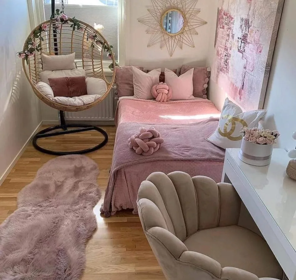 Playful Pink Textures and Woven Rattan