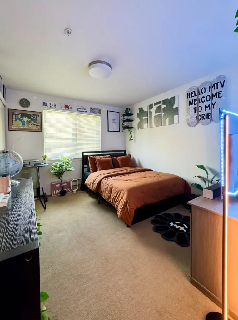 Rust Bedding And Skateboard Wall Art