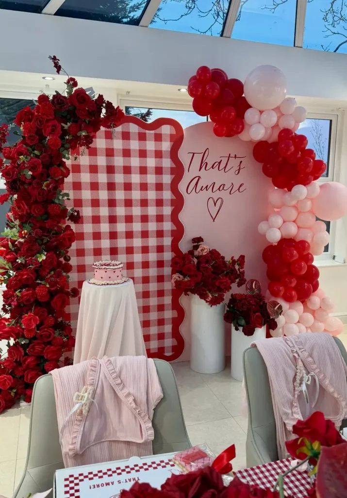 That's Amore Gingham Backdrop Setup