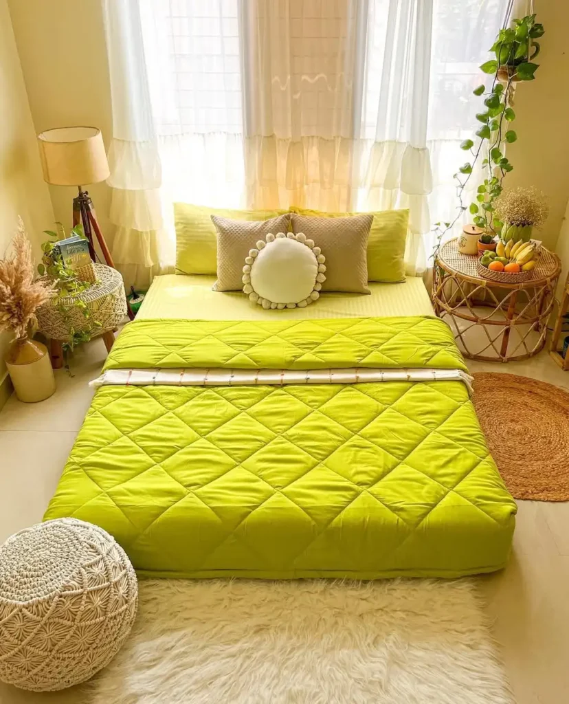 Vibrant Citrus Tones and Woven Rattan