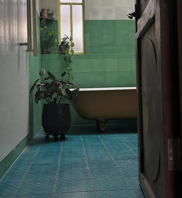 Vintage Jade Tiles And Earthy Accents
