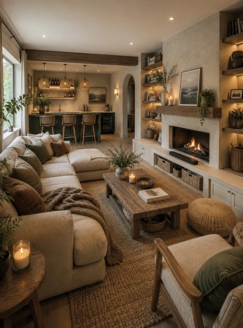 Woven Textures And Plaster Fireplaces