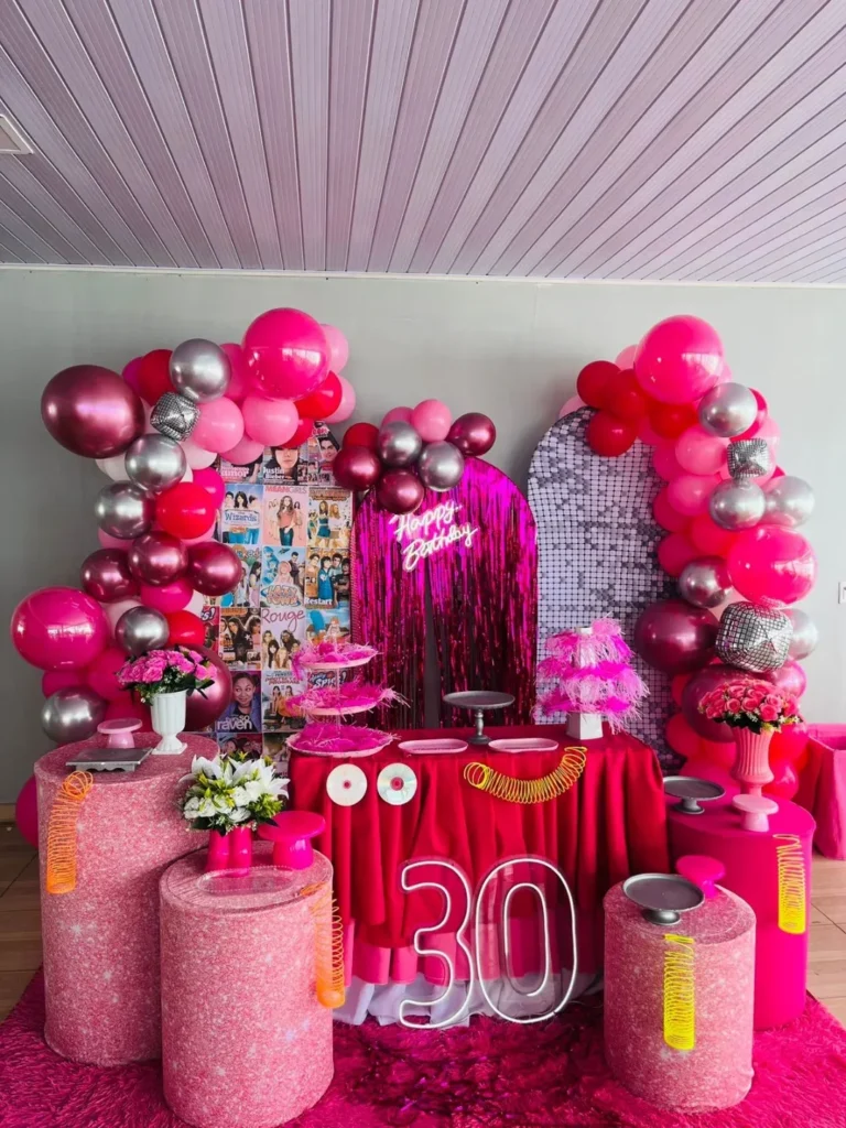 Y2K Pink & Chrome Balloon Garland