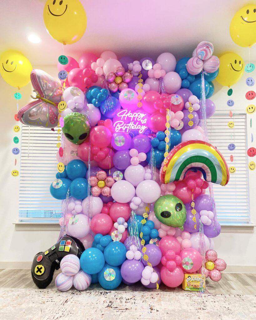 Y2K Rainbow Balloon Wall Display