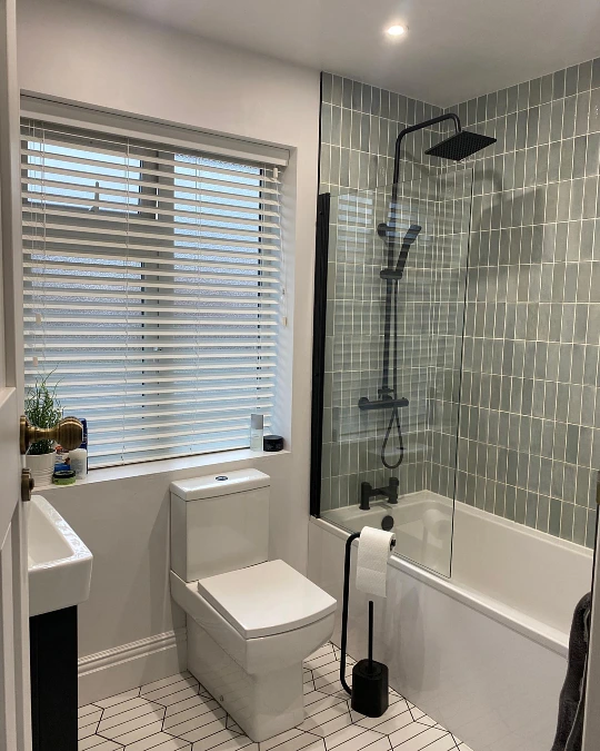Sage Tile Shower Bath