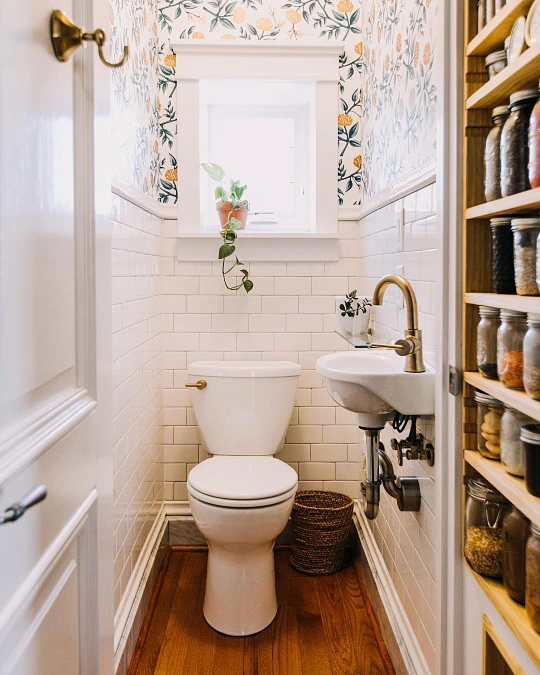 Floral Wallpaper Powder Room