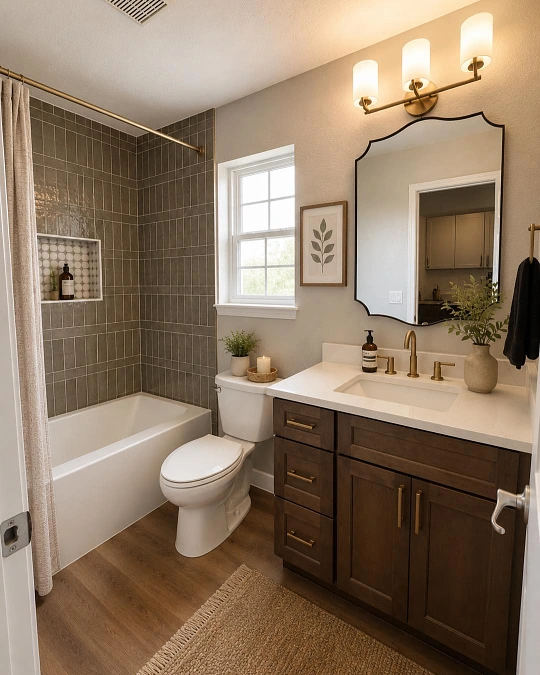 Warm Wood Vanity Bathroom