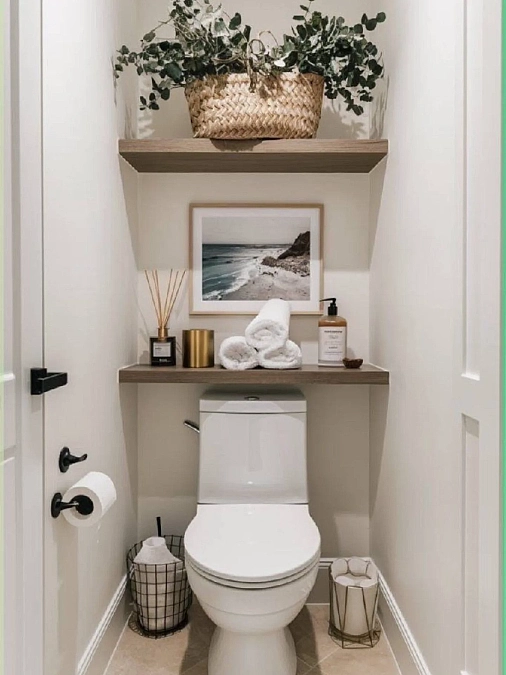 Floating Shelves Above the Toilet