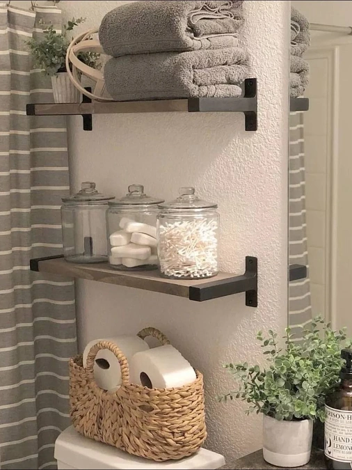 Wood Shelves + Glass Storage Jars