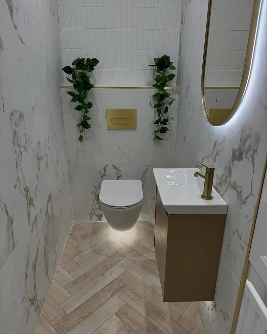 Marble Walls and Gold Accents