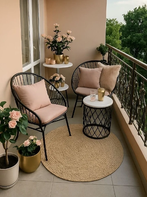 Blush Seating with Brass Accents