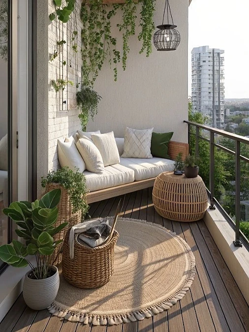A Soft Neutral Balcony Daybed