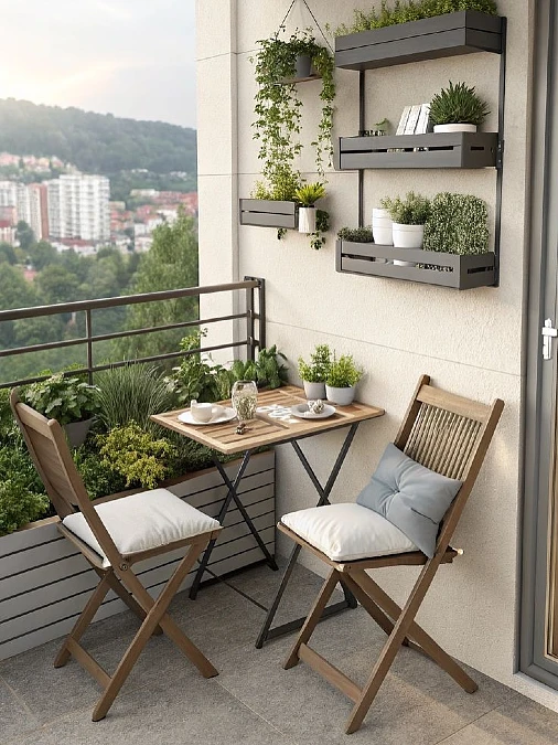 Folding Bistro Set + Wall Planters