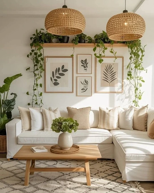 Botanical Prints and Woven Lighting