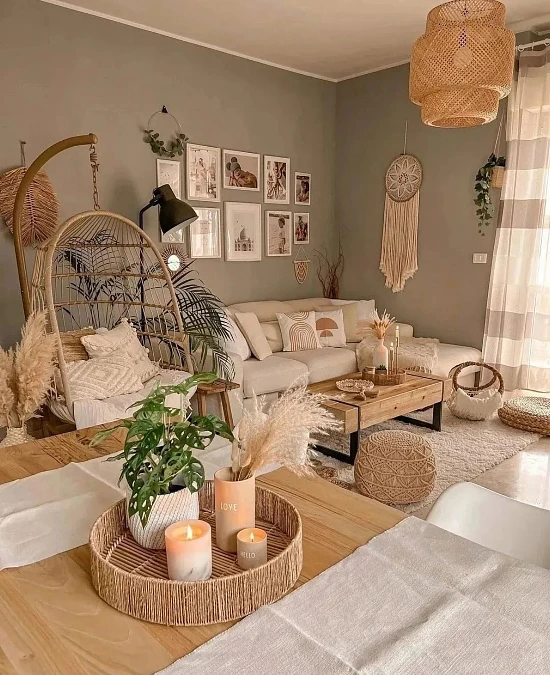 Hanging Chair + Macramé + Sage Walls