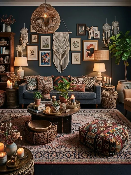 A Moody Maximalist Boho Lounge