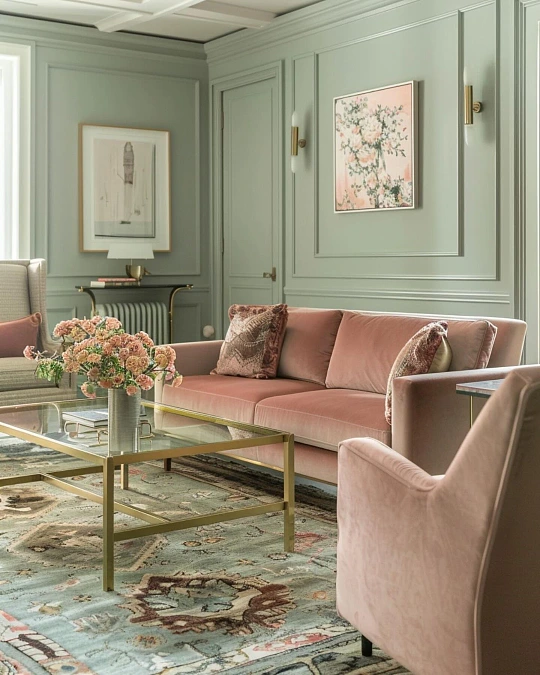 Sage Green and Blush Velvet