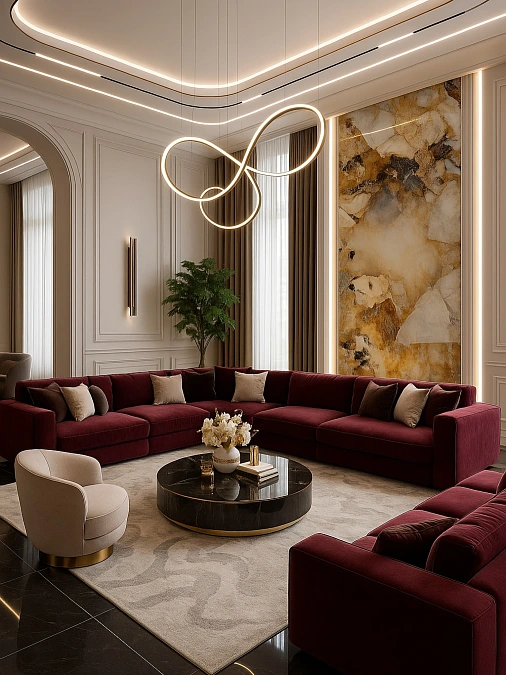 Burgundy Velvet and Warm Ivory