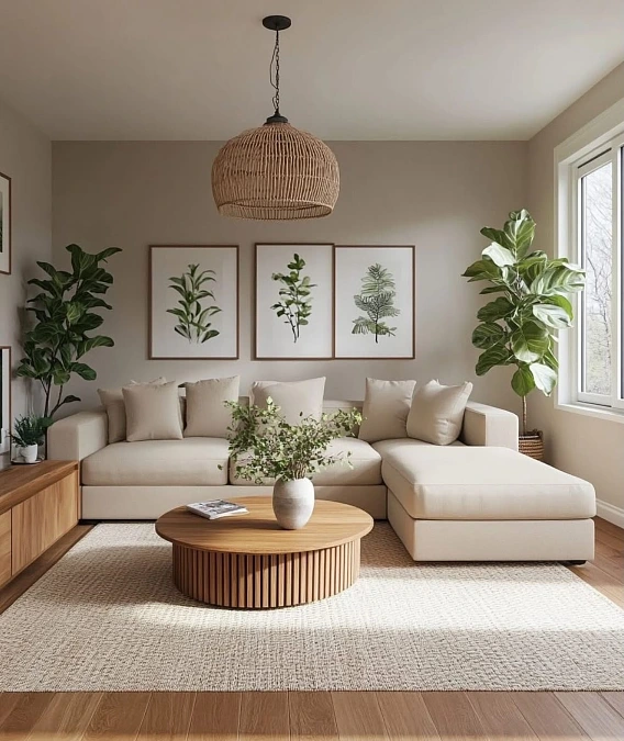 Warm Taupe and Botanical Greens