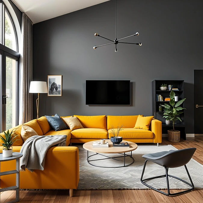 Mustard Yellow and Charcoal Gray