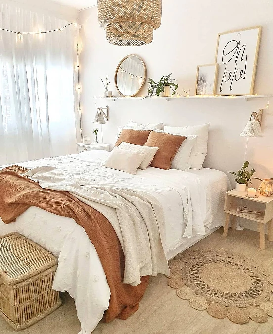 Floating Shelf + Mirror + Fairy Lights