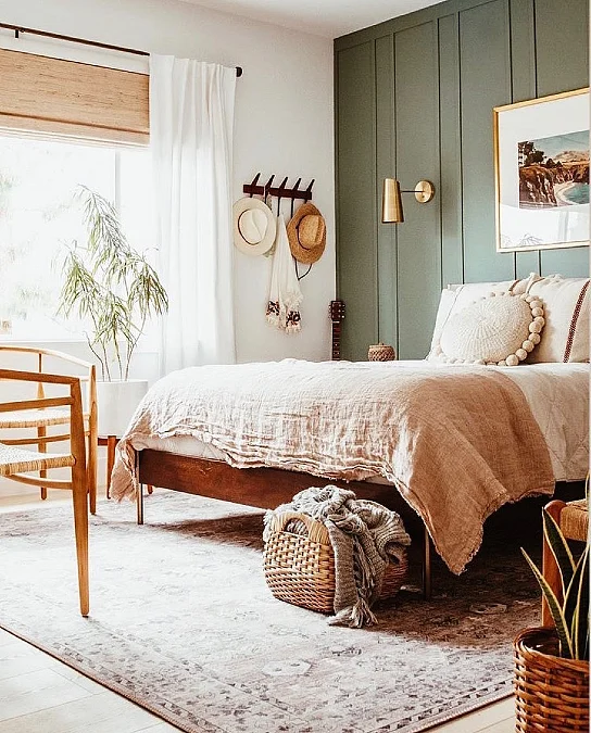 Sage Paneling and Woven Accents