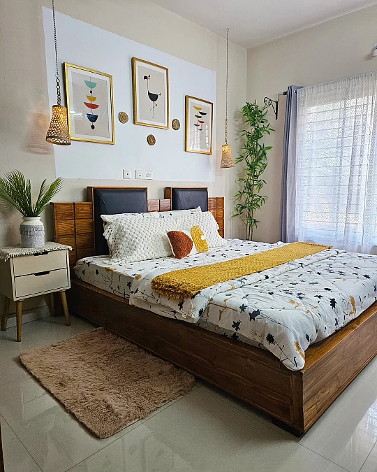 Mustard Accents and Hanging Lights