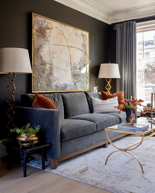 Charcoal Walls with Burnt Orange Accents