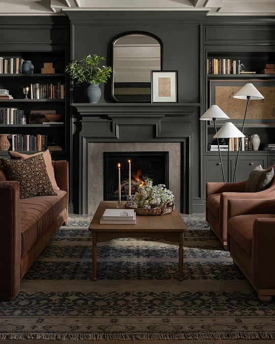 Charcoal Millwork with Rust Velvet