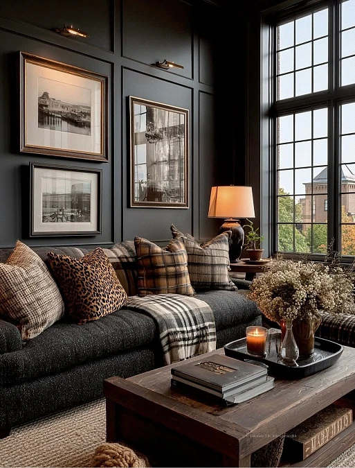 Charcoal Paneling with Plaid Layers