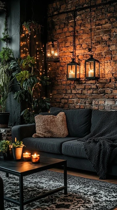 Exposed Brick with Lantern Light