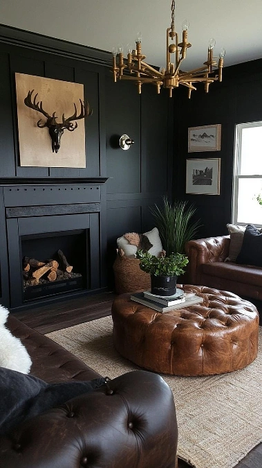 Black Millwork + Cognac Leather + Brass