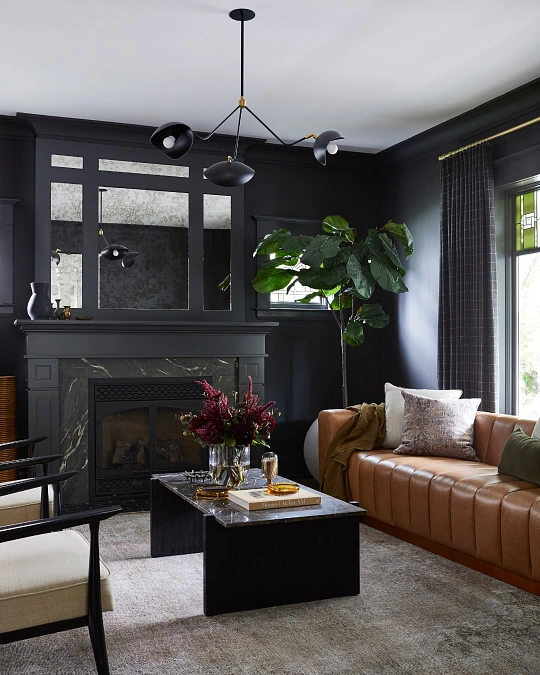 Black Walls with Caramel Leather