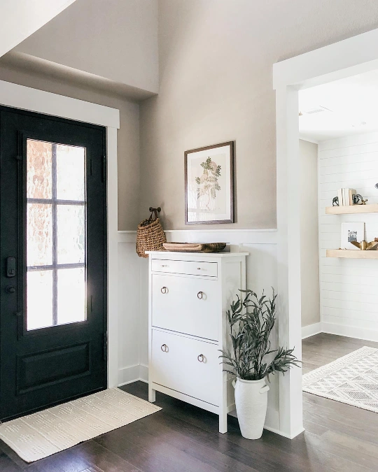 White Shoe Cabinet Entry Wall
