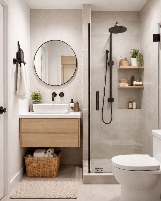 Floating Vanity and Glass Shower