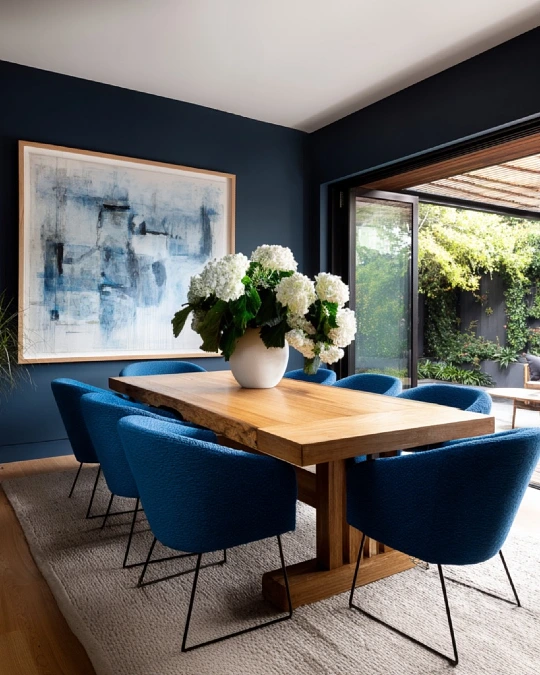 A Moody Blue Dining Room