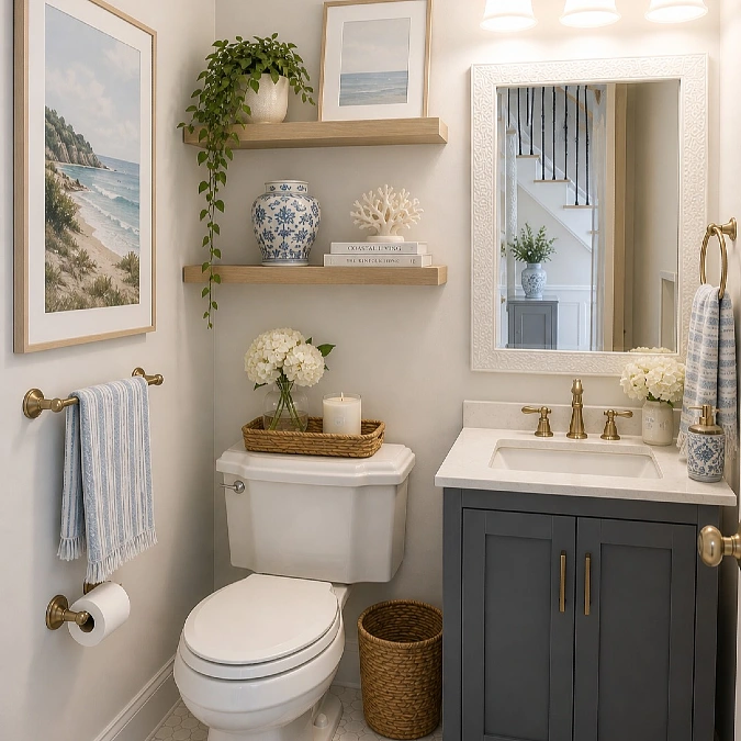 Coastal Shelves Over the Toilet