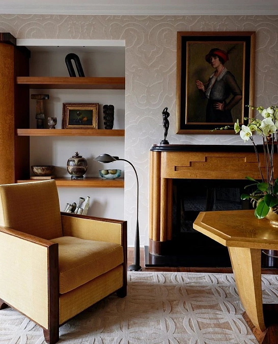 Curved Fireplace + Vintage Shelf Styling