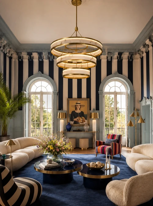 Grand Navy Deco Living Room