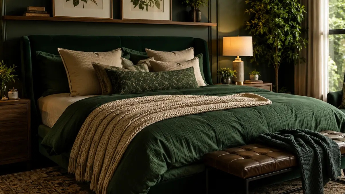 20 Lush Dark Green Bedroom Ideas That Cocoon You Like a Forest Retreat
